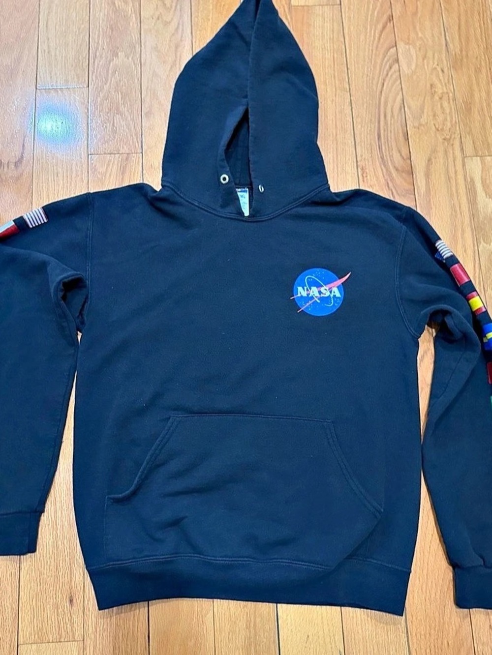 NASA Flag Graphic Hoodie Black Small
